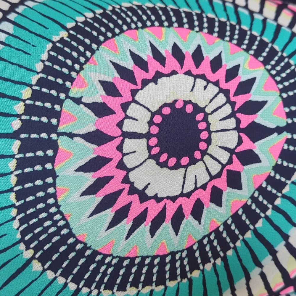 Old Navy T-Strap Chiffon Geometric Boho Maxi Dress S Blue Pink - Picture 12 of 16